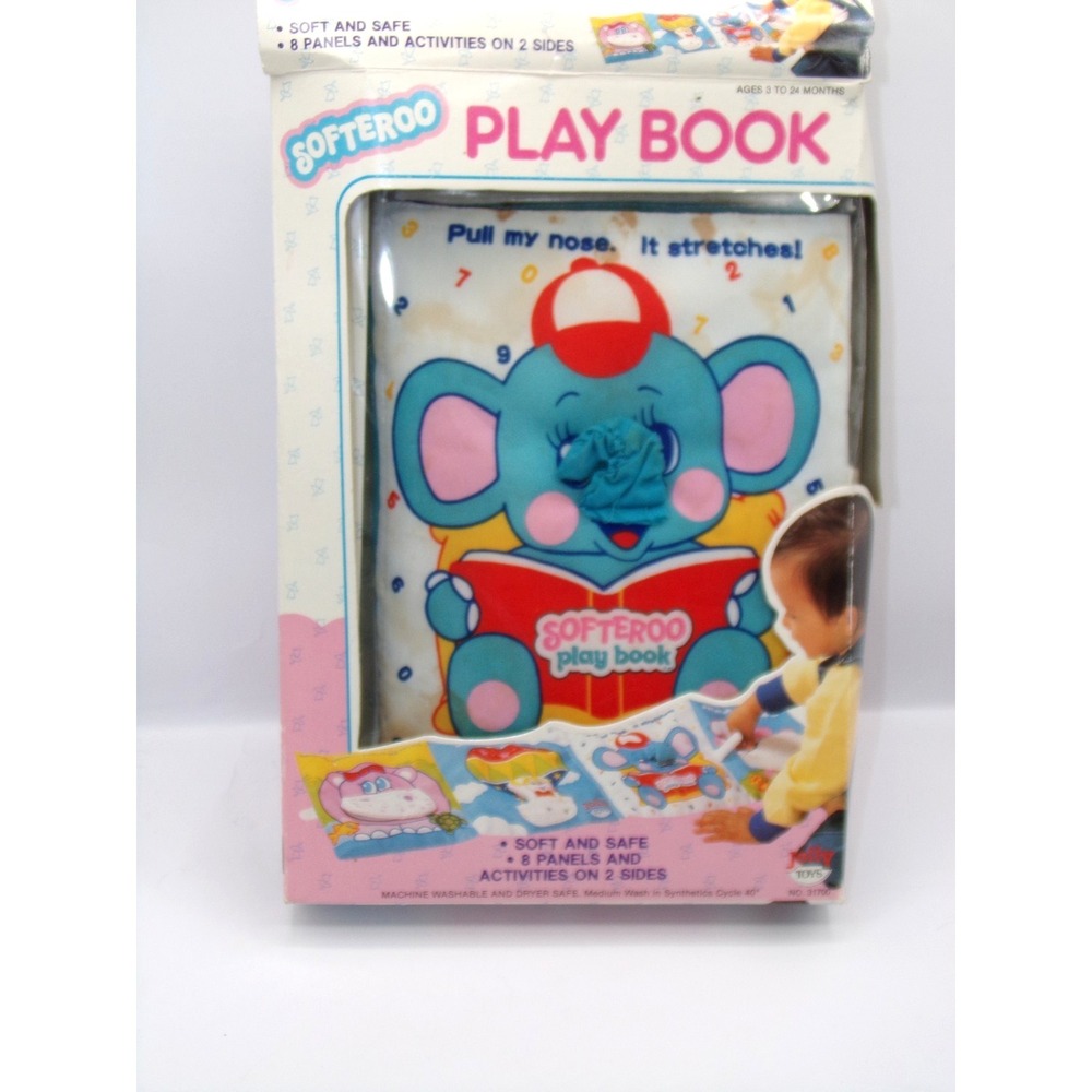 Vintage Softeroo Play Book Animals Baby Blanket Elephant Activity Toy
